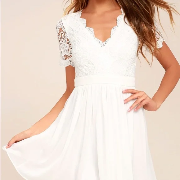 chinese dress ladies Angel Maxi Dress White Lace – LOVE LOLINA main image 1